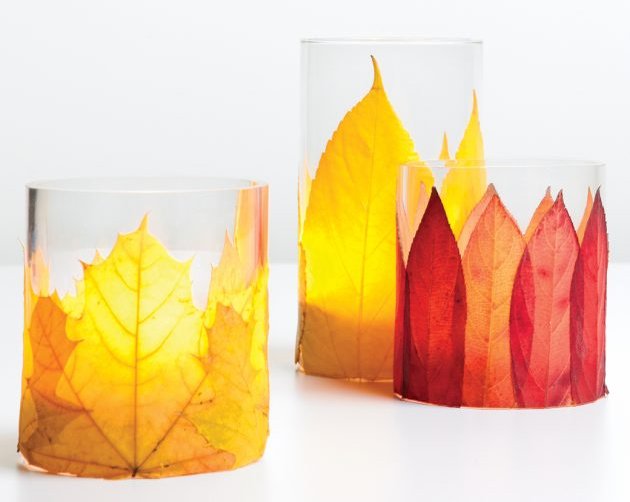 Как сделать подсвечник с осенними листьями своими руками